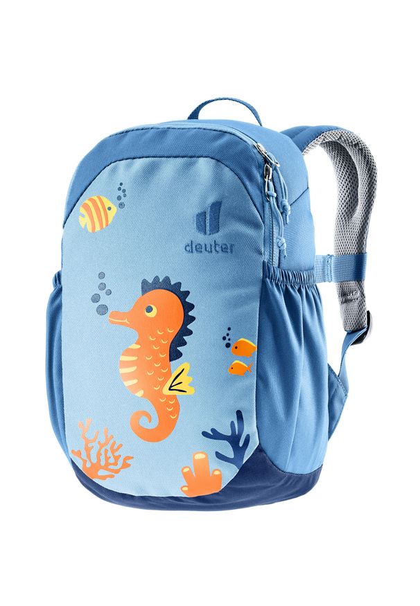 Plecak turystyczny dla dziecka Deuter Pico - aqua/wave. Kolor: niebieski, pomarańczowy, wielokolorowy. Styl: sportowy