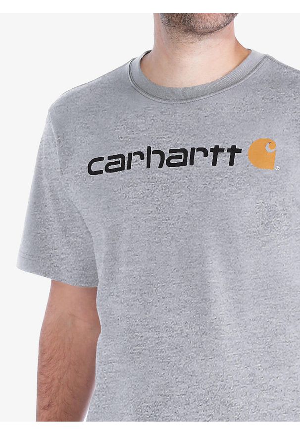 Koszulka bawełniana męska Carhartt Core Logo T-Shirt S/S. Kolor: szary. Materiał: bawełna. Sport: turystyka piesza