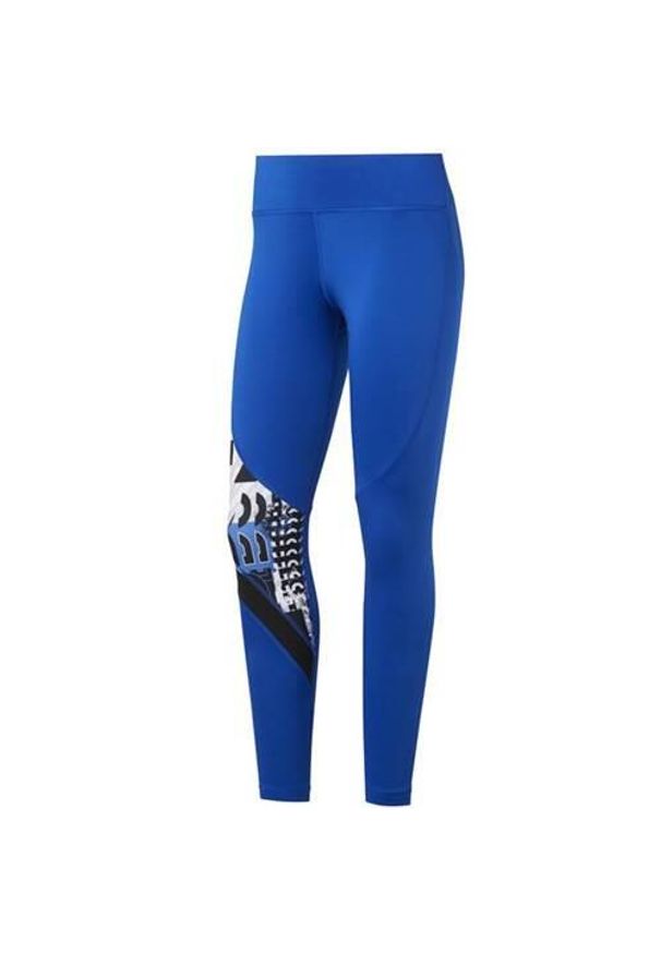 Spodnie treningowe damskie Reebok Wor Myt Aop Tight. Kolor: niebieski