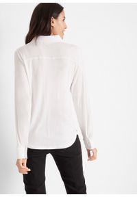 Bluzka shirtowa z plisą guzikową bonprix biały. Kolor: biały. Materiał: elastan, materiał, wiskoza #2