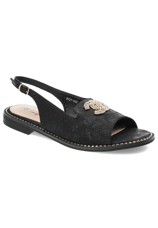 Czarne Sandały S.Barski Eleganckie Obuwie Damskie. Okazja: na co dzień. Zapięcie: pasek. Kolor: czarny. Materiał: skóra ekologiczna. Sezon: lato. Styl: elegancki