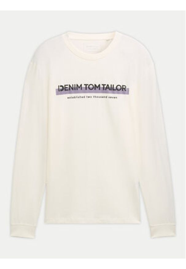 Tom Tailor Denim Longsleeve 1043888 Biały Regular Fit. Kolor: biały. Materiał: bawełna. Długość rękawa: długi rękaw