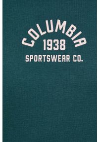columbia - Columbia bluza damska kolor zielony z kapturem z nadrukiem. Typ kołnierza: kaptur. Kolor: zielony. Długość rękawa: długi rękaw. Długość: długie. Wzór: nadruk #4