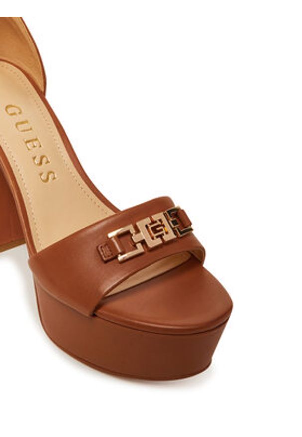 Guess Sandały FLJSET LEA03 Brązowy. Kolor: brązowy. Materiał: skóra