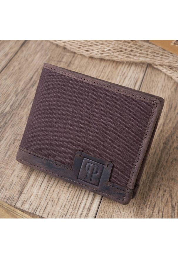 PAOLO PERUZZI - Portfel skórzany męskie RFID brązowy Paolo Peruzzi T-02. Kolor: brązowy. Materiał: bawełna