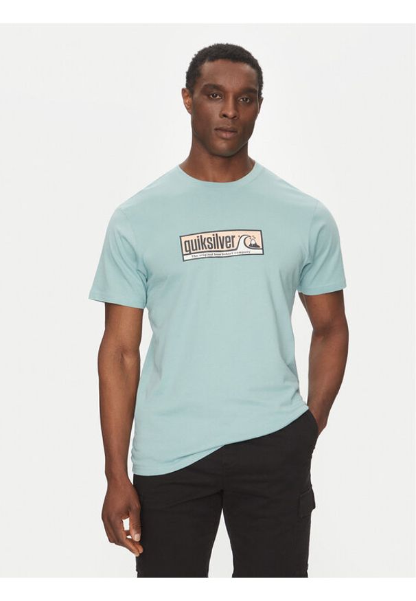 Quiksilver T-Shirt EQYZT08040 Turkusowy Regular Fit. Kolor: turkusowy. Materiał: bawełna