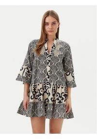 LOLA CASADEMUNT Sukienka letnia LS2516069 Czarny Regular Fit. Kolor: czarny. Materiał: bawełna. Sezon: lato #1