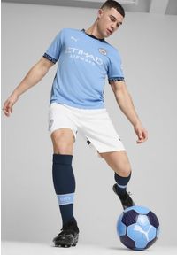 Puma - Męskie szorty Manchester City 24/25 PUMA White Marine Blue. Kolor: biały, wielokolorowy, niebieski. Sport: piłka nożna