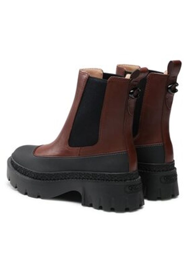 Coach Botki Jayla Leather Bootie CM770 Brązowy. Kolor: brązowy. Materiał: skóra