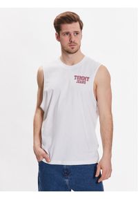 Tommy Jeans Tank top Basketball DM0DM16307 Biały Relaxed Fit. Kolor: biały. Materiał: bawełna