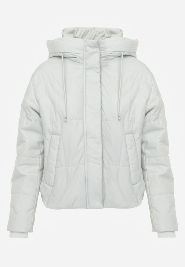 Renee - Miętowa Kurtka z Szerokim Pikowaniem i Nieodpinanym Kapturem Ninilira. Okazja: na spacer. Kolor: miętowy. Materiał: jeans