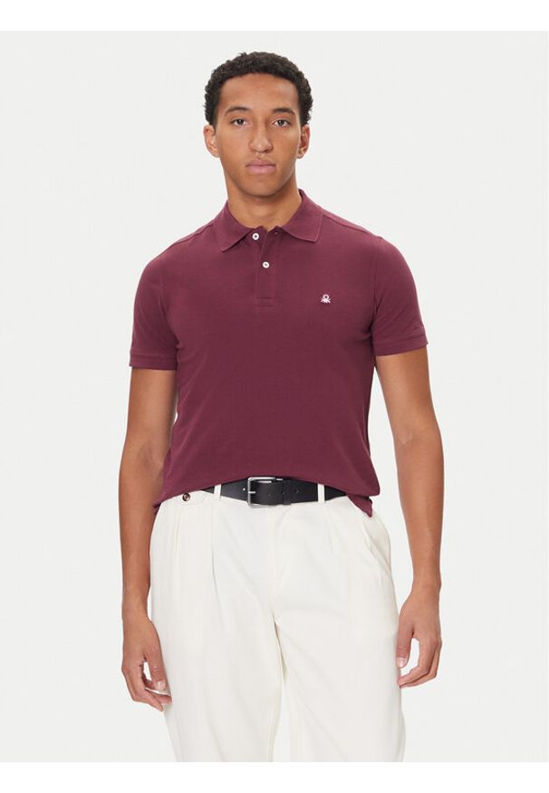 United Colors of Benetton - United Colors Of Benetton Polo 3089J3179 Fioletowy Regular Fit. Typ kołnierza: polo. Kolor: fioletowy. Materiał: bawełna