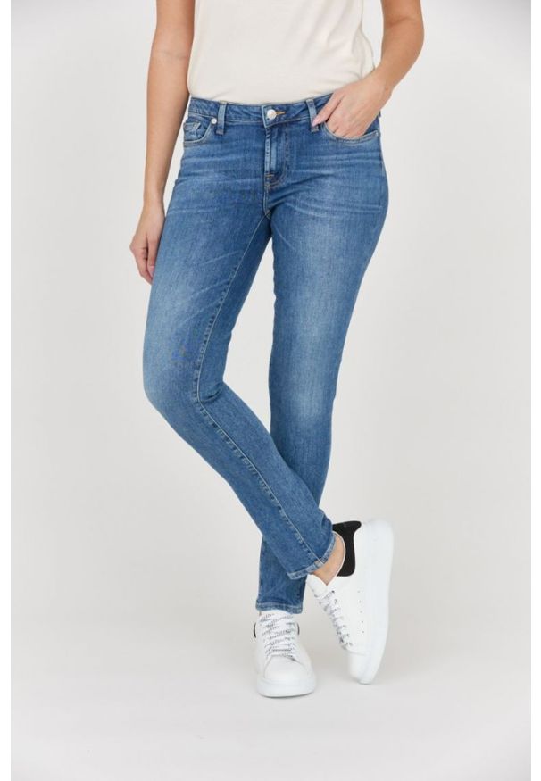 7 FOR ALL MANKIND Niebieskie jeansy damskie PYPER SLIM ILLUSION Stride, Rozmiar 26. Kolor: niebieski