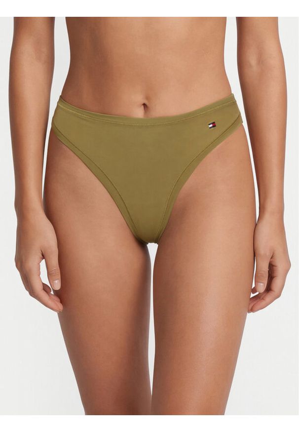 TOMMY HILFIGER - Tommy Hilfiger Stringi UW0UW06046 Khaki. Kolor: brązowy. Materiał: syntetyk