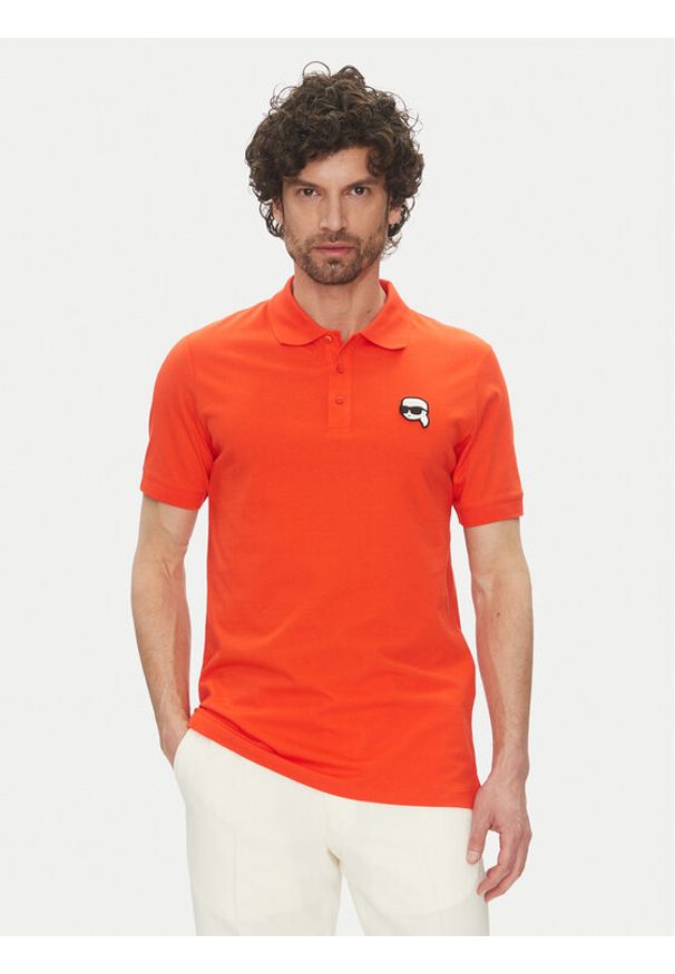 Karl Lagerfeld - KARL LAGERFELD Polo 745710 552224 Czerwony Regular Fit. Typ kołnierza: polo. Kolor: czerwony. Materiał: bawełna