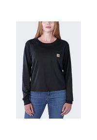 Koszulka bawełniana damska z długim rękawem Carhartt Lightweight Pocket. Kolor: czarny. Materiał: bawełna. Długość rękawa: długi rękaw. Długość: długie