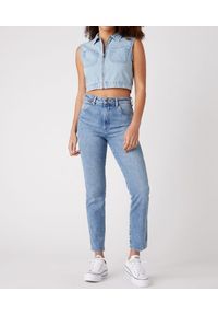 Wrangler - WRANGLER 90’S DAMSKI BEZRĘKAWNIK JEANSOWY VEST SUNFADE W4R35E180 112129203. Materiał: jeans. Długość rękawa: bez rękawów #4
