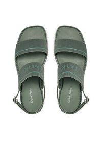 Calvin Klein Sandały Flat Sandal He HW0HW01990 Zielony. Kolor: zielony. Materiał: materiał #3