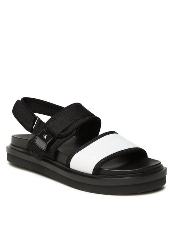 Calvin Klein Jeans Sandały Sandal Doublebar Hardware YM0YM00643 Czarny. Kolor: czarny. Materiał: materiał