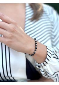 Brazi Druse Jewelry - Bransoletka Turmalin Czarny. Materiał: pozłacane, srebrne. Kolor: czarny #2