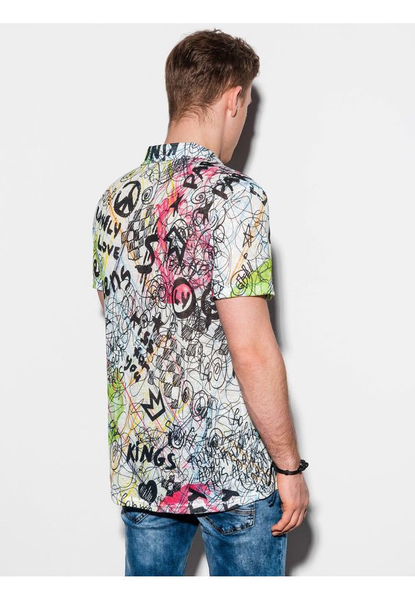 Zielona koszula Ombre Clothing krótka, z krótkim rękawem