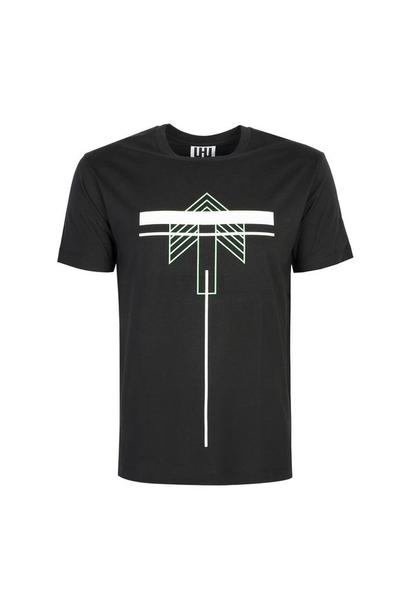 Les Hommes T-shirt | UIT206 700P | Front Printed Arrow T-Shirt | Mężczyzna | Czarny. Okazja: na co dzień. Kolor: czarny. Materiał: bawełna. Wzór: nadruk. Styl: casual