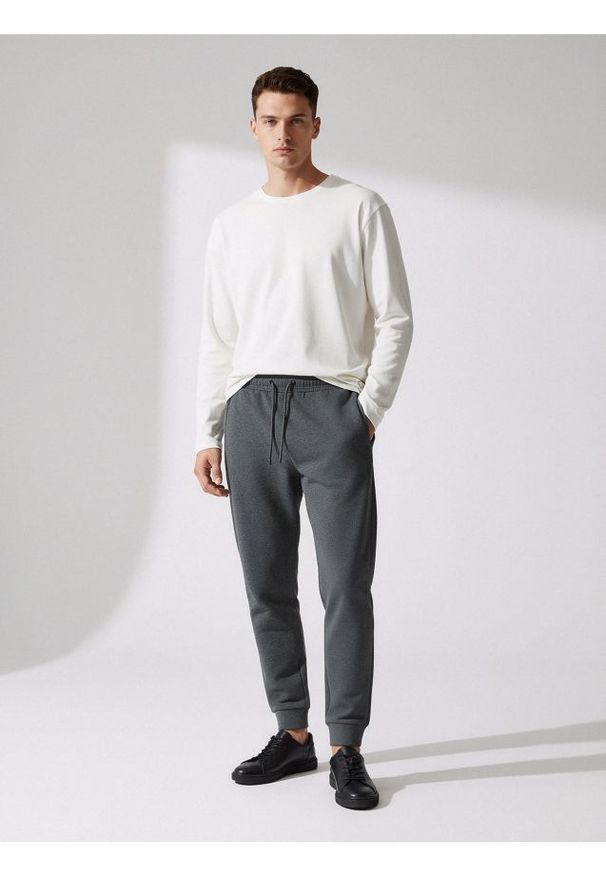 Sinsay - Spodnie dresowe - szary. Kolor: szary. Materiał: dresówka