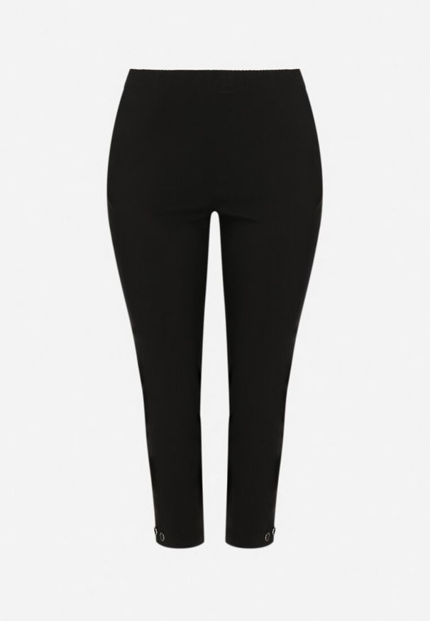 Born2be - Czarne Spodnie z Wiskozą z Gumką w Talii i Aplikacjami przy Nogawkach Stellorie. Okazja: na co dzień. Kolekcja: plus size. Kolor: czarny. Materiał: wiskoza. Wzór: aplikacja. Styl: elegancki, casual