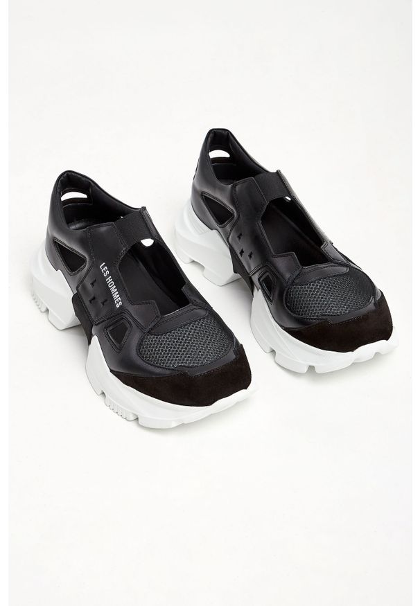 Les Hommes - Sneakersy męskie skórzane LES HOMMES. Materiał: tkanina, zamsz, skóra. Wzór: nadruk