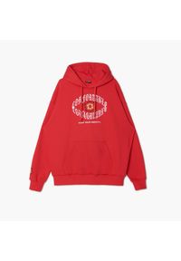 Cropp - Czerwona bluza z haftami - Czerwony. Typ kołnierza: kaptur. Kolor: czerwony. Materiał: bawełna, dzianina. Wzór: haft #1