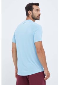 Under Armour t-shirt treningowy kolor turkusowy gładki. Okazja: na co dzień. Kolor: niebieski. Materiał: skóra, dzianina, materiał. Długość rękawa: raglanowy rękaw. Wzór: gładki, melanż. Styl: casual #3