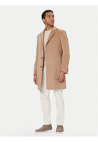 BOSS Płaszcz wełniany Hyde 50549187 Beżowy Slim Fit. Kolor: beżowy. Materiał: wełna #2