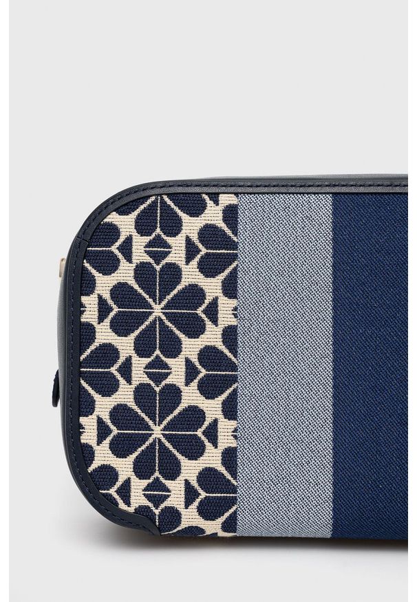 Kate Spade - Torebka skórzana. Kolor: niebieski. Wzór: haft. Dodatki: z haftem. Materiał: skórzane. Rodzaj torebki: na ramię