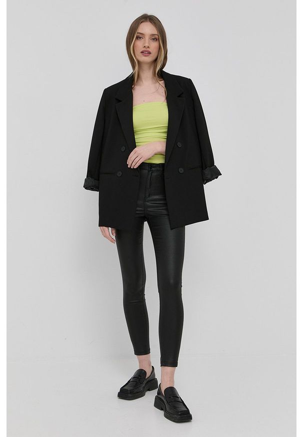 The Kooples spodnie damskie kolor czarny dopasowane high waist. Stan: podwyższony. Kolor: czarny. Materiał: tkanina, materiał