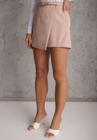 Renee - Różowe Spódnico-Szorty w Eleganckim Stylu z Wąskim Paskiem z Klamrą Ynislia. Kolor: różowy. Styl: elegancki #3