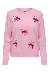 only - ONLY Sweter Xmas Shine 15355004 Różowy Regular Fit. Kolor: różowy. Materiał: syntetyk #5