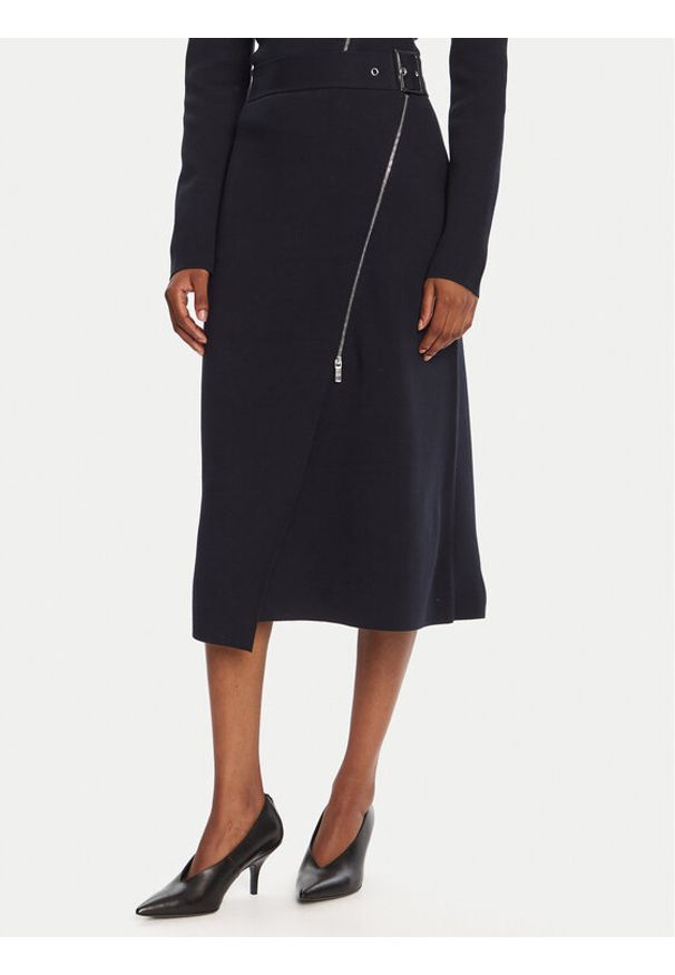 BOSS Spódnica midi Feliora 50542878 Granatowy Regular Fit. Kolor: niebieski. Materiał: wiskoza
