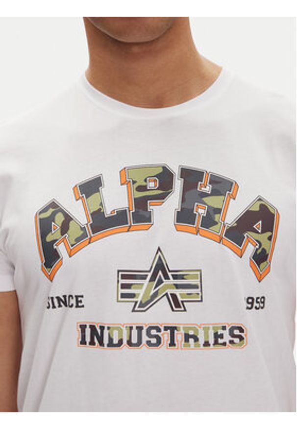 Alpha Industries T-Shirt Small Logo 146511 Biały Regular Fit. Kolor: biały. Materiał: bawełna