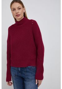 Hugo Sweter bawełniany damski kolor fioletowy ciepły z golfem. Typ kołnierza: golf. Kolor: fioletowy. Materiał: bawełna. Długość rękawa: raglanowy rękaw