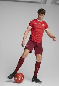 Puma - Męska replika spodenek do piłki nożnej reprezentacji Szwajcarii PUMA. Kolor: czerwony