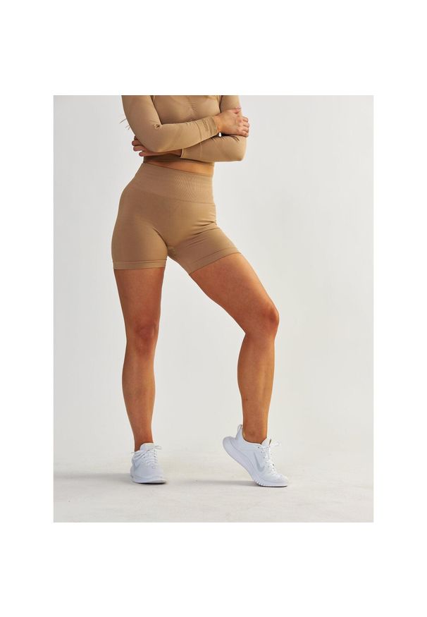BESHAPED - Szorty fitness damskie Beshaped Power Up! Modelujące. Kolor: beżowy. Materiał: nylon. Sport: fitness