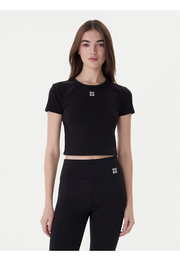 Hugo T-Shirt Delanor 50512000 Czarny Slim Fit. Kolor: czarny. Materiał: bawełna