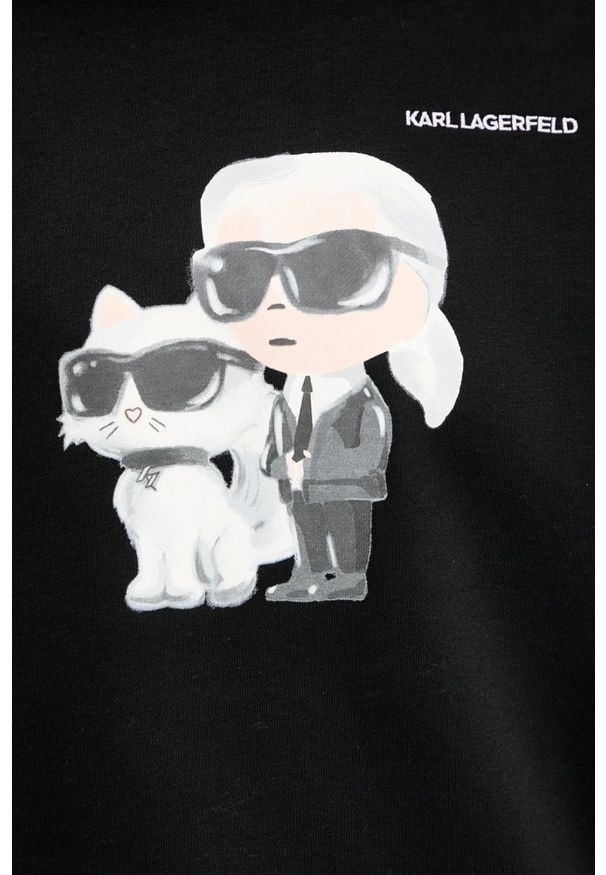Karl Lagerfeld - KARL LAGERFELD Czarna damska bluza Ikon Duo, Rozmiar XS. Kolor: czarny. Materiał: bawełna. Wzór: nadruk