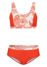 Bikini bustier (2 części), przyjazne dla środowiska bonprix koralowo-biały paisley. Kolor: czerwony. Materiał: materiał. Wzór: paisley