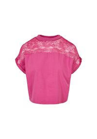 Damska koszulka z koronki Urban Classics Oversized GT. Kolor: fioletowy. Materiał: koronka. Długość: krótkie. Wzór: koronka #1