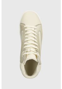 Calvin Klein sneakersy skórzane HIGH TOP LACE UP INV STITCH kolor beżowy HM0HM01164. Nosek buta: okrągły. Zapięcie: sznurówki. Kolor: beżowy. Materiał: skóra #5