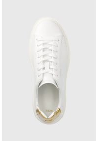 BOSS buty skórzane Amber LowCut kolor biały. Nosek buta: okrągły. Zapięcie: sznurówki. Kolor: biały. Materiał: skóra