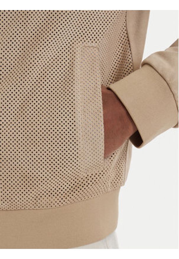 Karl Lagerfeld - KARL LAGERFELD Kurtka skórzana 555011 562411 Beżowy Regular Fit. Typ kołnierza: dekolt w karo. Kolor: beżowy. Materiał: skóra