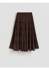 Reserved - Spódnica z wiskozy - ciemnobrązowy. Kolor: brązowy. Materiał: wiskoza #1