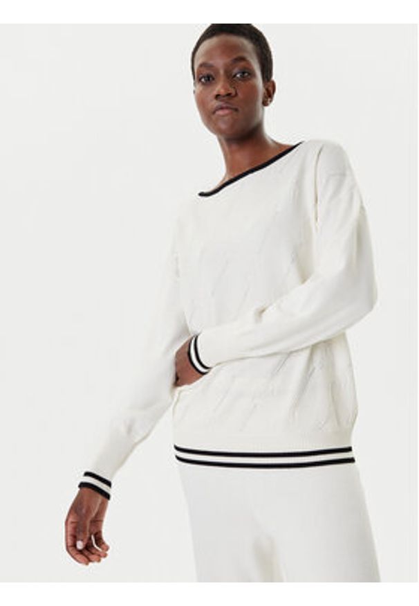 Liu Jo Sport Sweter TF5206 MS63L Écru Regular Fit. Materiał: syntetyk. Styl: sportowy